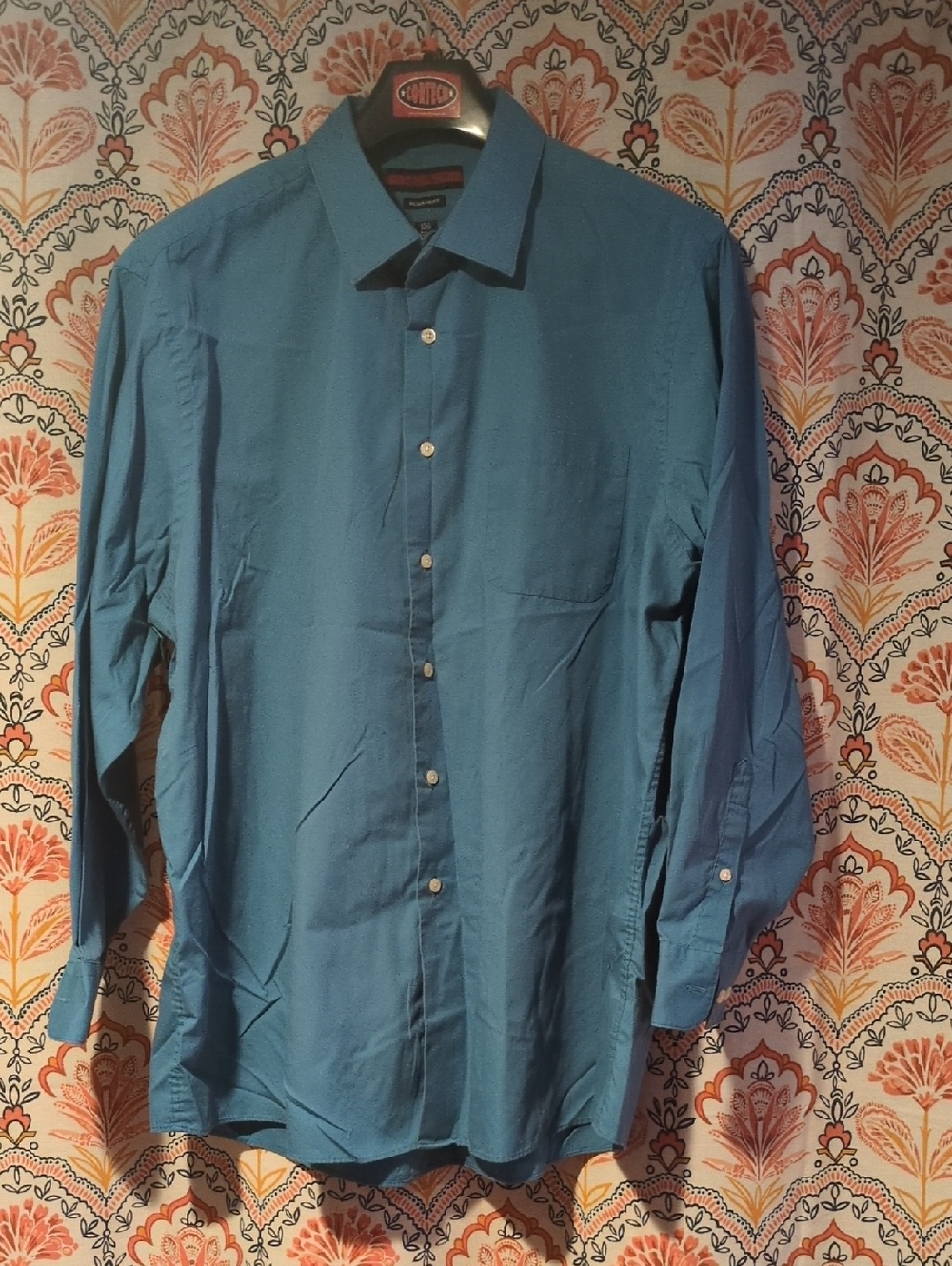 Architect Men's Teal Blue Long-Sleeve Dress Shirt